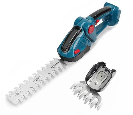 Taille Haie Batterie Electrique Mini Taille-Herbes sans Fil avec Batteries 18V Cisaille Sculpte-Haies 2 en 1 et Chargeur Autonomie:60 Min Longueur de Lame:20 cm(Arbustes),12 cm(Herbe) (sans Batterie)