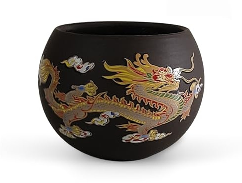 NIUKOMY Yixing Zisha Teetasse, Chinesische Farbwechselnde Teetassen Kleine, Handgefertigte Kung Fu Lila Ton Teebecher, Drache(Ohne Geschenkbox)