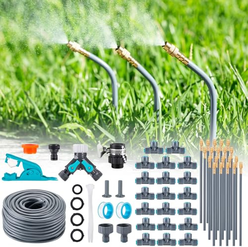 360° Automatisches Garten Bewässerungssystem, Tropfbewässerung mit Präziser Durchflussregelung, Sprinklersystem Kühlsystem für Gewächshaus, Hochbeet, Terrasse, Balkontopfpflanzen (30M)