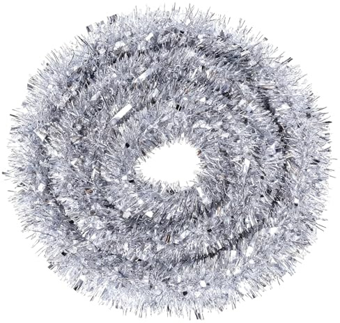 3 Pcs Christmas Tinsel Garland, Chunky Fine Christmas Tree Hanging Tinsel Decoration for Tree & Home - 6M, Shiny Chunky Metallic Hanging Decoration for Trees, Wreath, Wedding & Party Supplies