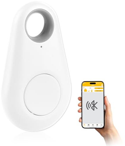 Traceur GPS Bluetooth 5.0 avec Alarme Anti-Perte et Géorepérage, Blanc, Compatible iOS & Android, Localisateur Intelligent pour Animaux (Chats, Chiens), Clés, Voitures, Portefeuille, Bagages