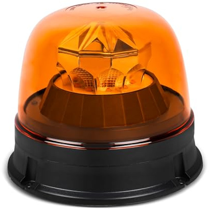 Yinaolan Amber Rotating Beacon Light, 5.1 Inch Flashing Strobe Warning Light with Screw Mount for Trucks, Construction Vehicles, Emergency Alerts, IP67 Waterproof 12-24V