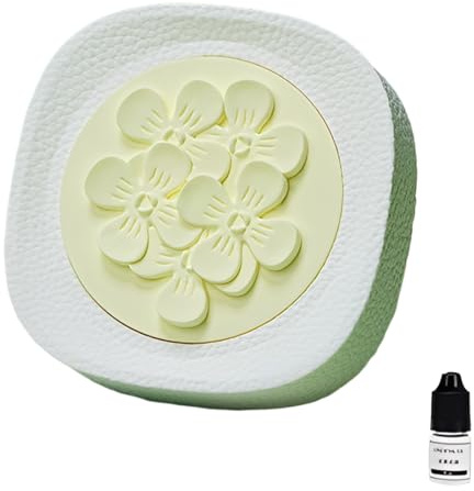 YUPZAR Diffuseur de parfum pour voiture avec pierre aromatique + huile essentielle 5 ml – Désodorisant naturel pour intérieur auto, design fleur, diffusion sans électricité