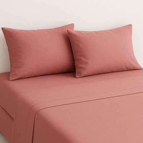MAXIME MAISON - Completo Lenzuola Matrimoniali in Cotone Made in Italy, Set Lenzuola Letto Matrimoniale Anallergiche con Federe Tinta Unita, Biancheria da Letto (Cipria Polvere)
