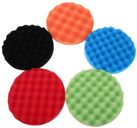 HIAKDOFT 5 Pezzi Spugne Lucidatura Auto con Struttura Onde Tampone Applicatore Ceratura e Pulizia Adatte per Levigatura e Detailing Veicoli