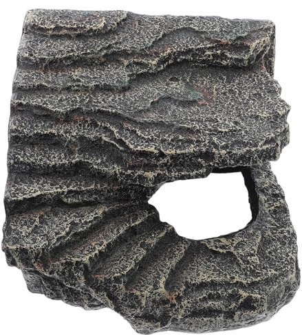 LOORGVEL Grotta per Rettili in Resina Grande Nascondiglio per Serpenti e Lucertole Rifugio per Terrari e Acquari Decorazione Naturale per Habitat di Gechi Leopardo e Draghi Barbuti