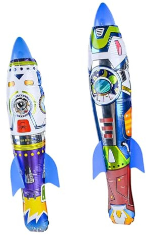 FOMIYES Aufblasbare Raketenspielzeuge 2 Stück 63cm 55cm Aluminiumfolie Wurfraketen für Outdoor Sportspielzeug