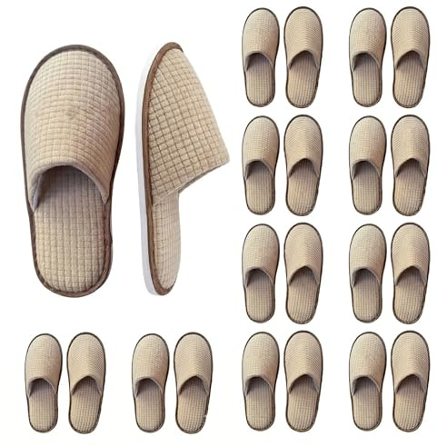Juego de 10 pares de zapatillas de casa de invitados, zapatillas de hotel con suela antideslizante de 7 mm, suela de terciopelo de hotel, zapatillas de spa para dormitorio, baño, interior, hotel