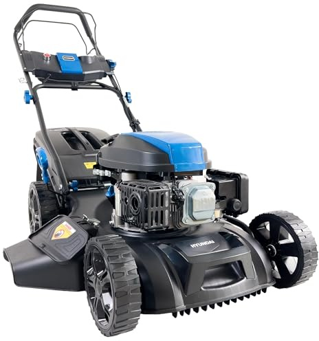 Hyundai Tondeuse à Gazon Thermique Autotractée Noire 51 cm, Moteur 196 cm3 5,5 CV, Bac 60 L, Coupe 4-en-1 Mulching, Garantie 3 Ans - HYM20200SPX-EU