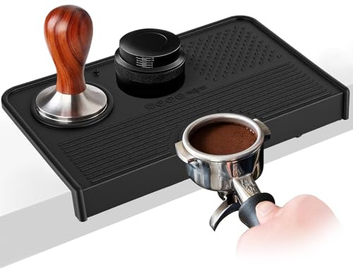 Coffee Machine Mat with Handle, Multi-Slot Design Non-Slip Tamping Mat | Silicone Tamping Station Espresso Tamping Station for Barista/Sage, Espresso Machine Accessories