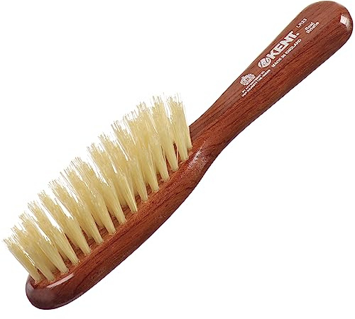 Kent Brushes Ladies Finest, Small Dark Wood Pure White Bristle Narrow Handbag LR23 Brush, Ideal for Detangling Hair, Travel-Sized Small Brush.