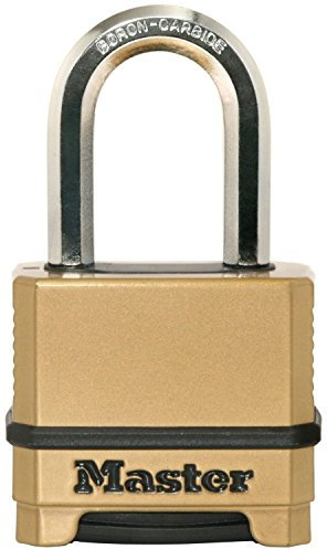 MASTER LOCK Heavy Duty Padlock, Security Level 9/10, Outdoor, Keyed, Combination, Zinc, Long Shackle