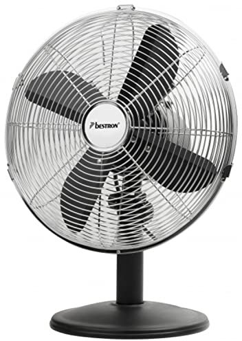 Bestron Ventilateur de Table Mobile Ø 35Cm, Ventilateur Design avec 3 Niveaux de Vitesse & Fonction Oscillation 75°, Hauteur : 35 Cm, 35 Watts, Dft35Z, Couleur: Noir