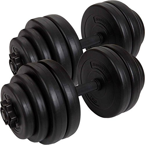 ScSPORTS® Kurzhanteln - 2er Set, 17,5/20/30 kg, Verstellbar, Gewichte, aus Kunststoff, Sternverschlüsse, Schwarz - Hantelset, Kurzhantelset, Kurzhantelstange (29 KG (8 x 2.5 + 4 x 1.25 + 4 x 1))