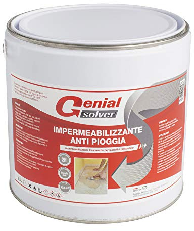 GENIAL SOLVER IMPERMEABILIZZANTE TRASPARENTE ANTI-PIOGGIA - Impermeabilizzante per Balconi e Terrazzi (2,5 litri)