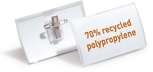Durable Namensschild Click Fold, mit Kombiklemme, 54 x 90 mm, 70% recycl. PP, 25 Stück, 821419