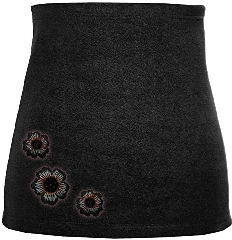 alles-meine.de GmbH Nierenwärmer - Fleece - Uni schwarz - Gr. Mann XXL - mit schwarzer Blume Blüte Applikation Bauchwärmer Fleece Frottee Nierengurt Leibwärmer Männer Frau Kinder..