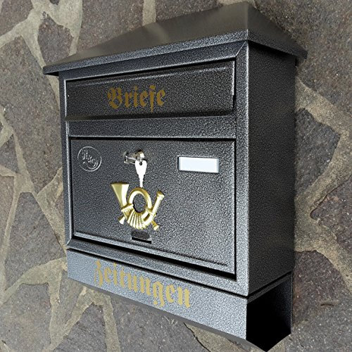 Pachurka & Dąże Großer Briefkasten/Postkasten XXL Silber mit Zeitungsrolle Zeitungsfach Schrägdach Trapezdach