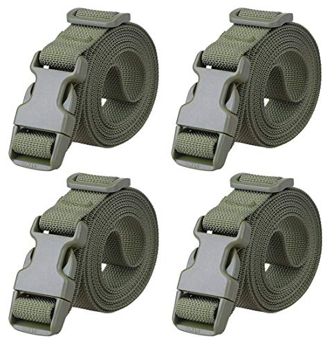 Magarrow Gepäckgurte, verstellbar, Reisezubehör, Kofferachnalle, rutschfest, Packgürtel, Grün, 4 Stück., One Size,