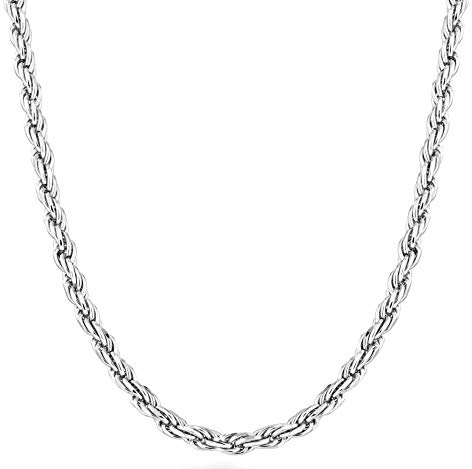 Miabella Solid 925 Sterling Silver Italian 2mm, 3mm Diamond-Cut Braided Rope Chain Necklace for Men Women Made in Italy (3mm, Length 22 Inches)