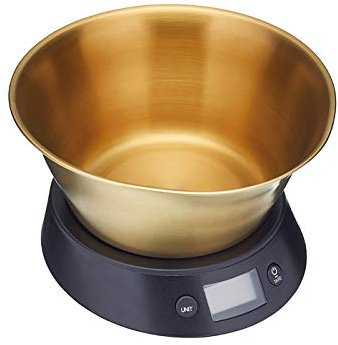 MasterClass Bilancia da cucina digitale con ciotola in confezione regalo, ottone/nero, 5 kg