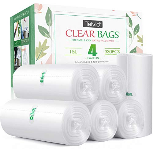 Bolsas de basura resistentes Teivio, 330 unidades, bolsas de basura para baño, bolsas de plástico pequeñas para el hogar, oficina, cocina