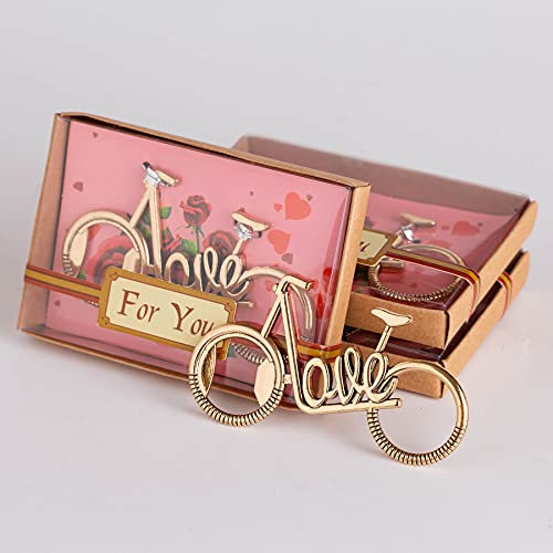 24 abrebotellas de bicicleta con diseño de amor para regalos de boda, regalos de despedida de soltera, decoraciones y recuerdos para invitados (24, bicicleta dorada del amor)