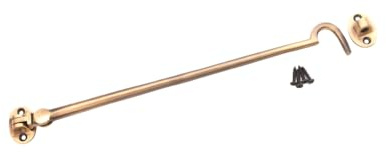 Kabinenhaken und Öse, 300 mm, Antik-Look, robust, Messing, geräuschlos, für Tor/Schuppen/Terrassentür