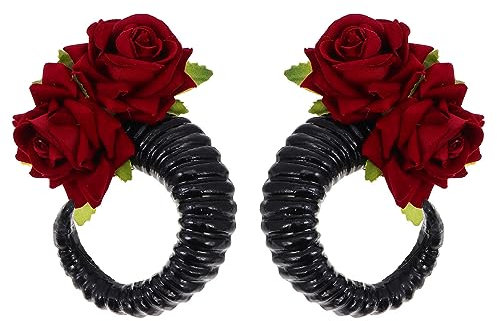 Uonlytech Halloween Hair Clip Ram Horn Alligator Clips Gothic Rose Hair Clip Halloween Costume Hair Accessories for Women Girls, Black