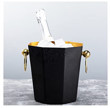 Eiseimer Achteckige Ei-Eimer-Container-Edelstahl-Champagner-Wein-Eis-Eimer hält Eis kalt for Home-Bar, die Bier und Wein kühlen Eiskübel Sektkühler (Color : A)