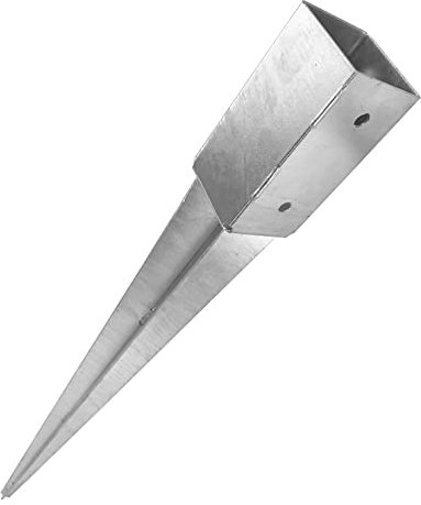 BAUSTER® Einschlagbodenhülse Feuerverzinkt Stahl Länge 90 x 90/750 mm Pfostenträger Einschlaghülse für Vierkantholzpfosten Bodenhülse Anker Stahl Bodenanker Stützen für Gartenstrukturen