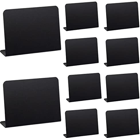 10 Stück Schwarze Mini-Tafelschilder, Wiederverwendbar, L-Form, Kleine Tafel, Tafelschilder aus Kunststoff für Preisschilder, Lebensmittelschilder, Hochzeit, Bäckerei, Party, Schule