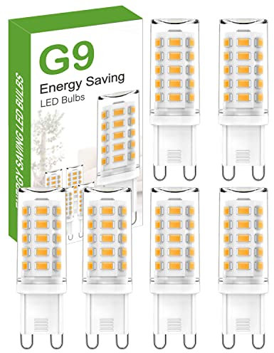 G9 LED Bulb, Warm White 3000K G9 LED Bulbs, 5W 560LM G 9 Capsule Bulb, Non Dimmable Energy Saving Light Bulb for Chandelier, Ceiling Lights, Wall Light, Crystal Lamp, Ceiling Fan Light - 6 Packs