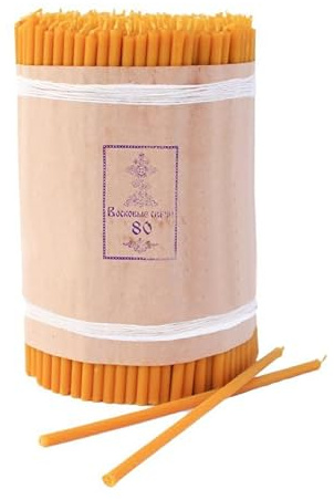№ 60, 80, 100 Ritual Kerzen Bienenwachs (Gelb) - Orthodoxe Kerzen für Gebet Tischdeko Hochzeit - Ungiftig, Ruß - Tropffrei (№ 80, 100)