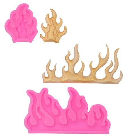 HIRAIDAI Fondant Silikonform 2Er-Pack Flammen-Silikonform Für Kuchen, Dessert, Schokolade, Fondant, Dekoration