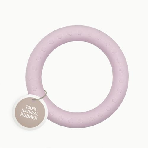 HEVEA Kawan Naturkautschuk-Beißring Baby im Einzelpack - 100% Biologisch, Sicher & Dänisches Design für Babys - Frei von BPA, PVC, Kunststoff und Phthalaten (Puderrosa)