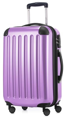 Alex - Handgepäck, 55 x 38 x 23 cm, TSA, 4 Rollen, 42 Liter, Reisekoffer, Hartschalenkoffer, Rollkoffer, Bordgepäck Koffer, erweiterbar, Flieder
