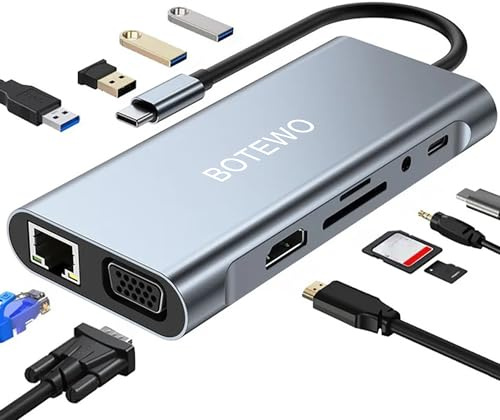 USB C HUB Docking Station - 11-in-1 USB C Adapter mit 4K-HDMI | USB C Adapter Docking Station mit USB 3.0, RJ45, SD/TF, 3,5-mm-Audio und USB-C-PD, kompatibel mit MacBook Pro und MacBook Air