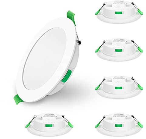 ALUSSO LED Einbaustrahler 90-100mm 7W 580lm Dimmbar 3CCT 6er Set | Ultra Flach LED Deckenspots 30mm Einbautiefe, Warmweiß 3000K Neutralweiß 4000K Kaltweiß 6500K LED Einbauleuchten IP44