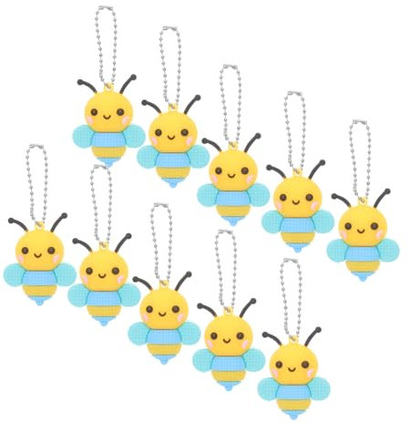 TOYANDONA 10pcs Pvc Bee Pendants Keychain Cute Bee Charms for Backpacks Handbags and Projects for Birthdays Valentine Day and Special Occasions
