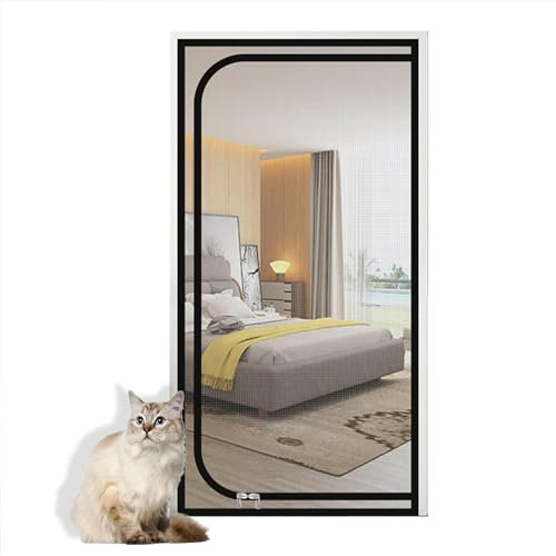 Zanzariera per porte di gatti, zanzariera per finestra, balcone, camera da letto, rimovibile, anti zanzare, in rete, con cerniera (larghezza x altezza: 100 x 210 cm, posizione 3)