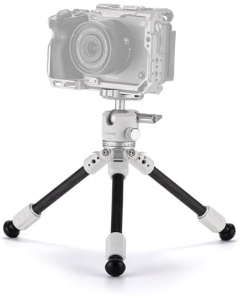 Tilta Treppiede per Macchina Fotografica con Testa a Sfera da Tavolo, Treppiede da Viaggio con Gambe a 1 Stadio in Fibra di Carbonio (3KG) - Bianco Neve TT-BT03-FB-SW