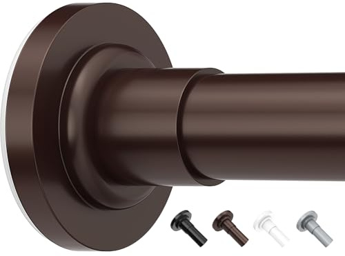 Yeabett Extendable Curtain Poles, 48-190.5cm Tension Rods for Curtains, Telescopic Curtain Pole for Bathroom or Windows, No Drilling, No Slip, No Rust, Bronze