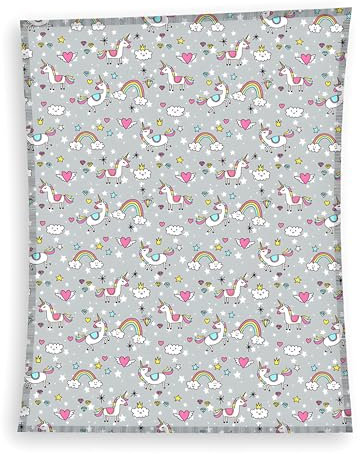 damaloo Flanelldecke 130x170 cm mit Einhorn Motiv - Kuscheldecke 130x170 aus Flanell - Kinderdecke für Sofa - Mädchen Kuschel Decke fü Kinder - Schmuse Einhorn Kuscheldecke