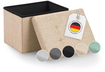 Blumtal Sitzbank Mit Stauraum - Truhenbank 41x31x31cm - Sitztruhe - Sitzwürfel - Aufbewahrungsboxen - Klein - Beige - Hocker