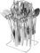 Silverware Set, 24Pcs Stainless Steel Cutlery Set with Holder, Service for 6, Mirror Polished Tableware Set for Home Kitchen Gathering,Dishwasher(Silver)