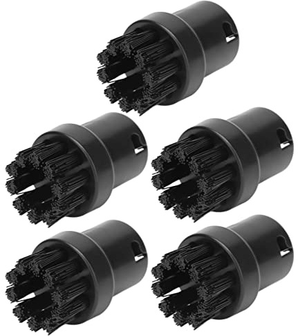 5PCS Steam Cleaner Brush Heads Fit for SC1 SC2 SC3 SC4 SC5, Steam Engine Cleaning Brushes Replacement, Steam Mop Accessories Adaptor Black