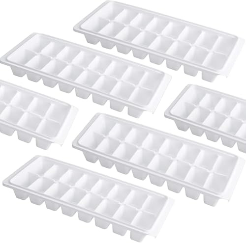 Tczecoo 6Stück Eiswürfelform mit Deckel, Weiße Eiswürfelform BPA Frei, Eiswürfelschalen Einfach Herauszunehmen,16 Würfelschalen, Stapelbar & Wiederverwendbar Ice Cube Tray für Gefrierschrank Babybrei