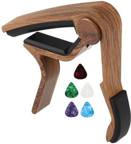 Guitar Capo with 5Pcs Guitar Picks for Acoustic Electric Guitar, Adjustable Clamp for String Instrument, Easy Use Capo for Musicians