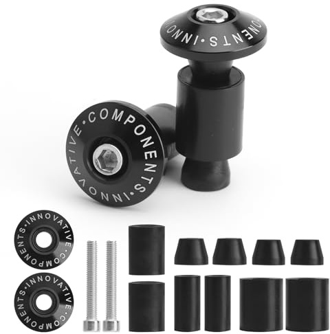Motorrad Lenkergewichte Lenkerenden Motorrad CNC 22mm Schwarz Vibrationsdämpfende Universal Aluminium Lenkerstopfen Paar Griffgewichte für Motorrad Lenker Schutz & Stil